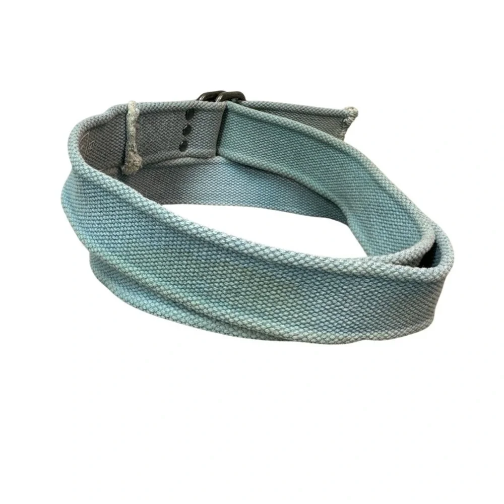 Island Company Mens XL Blue Cotton Canvas D-Ring Belt Nautical Coastal Frayed